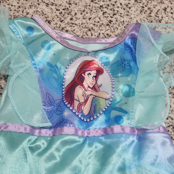 Toddler Girls Disney Princess Nightgown Arial Aqua and Lavender Dress - Picture 4 of 6